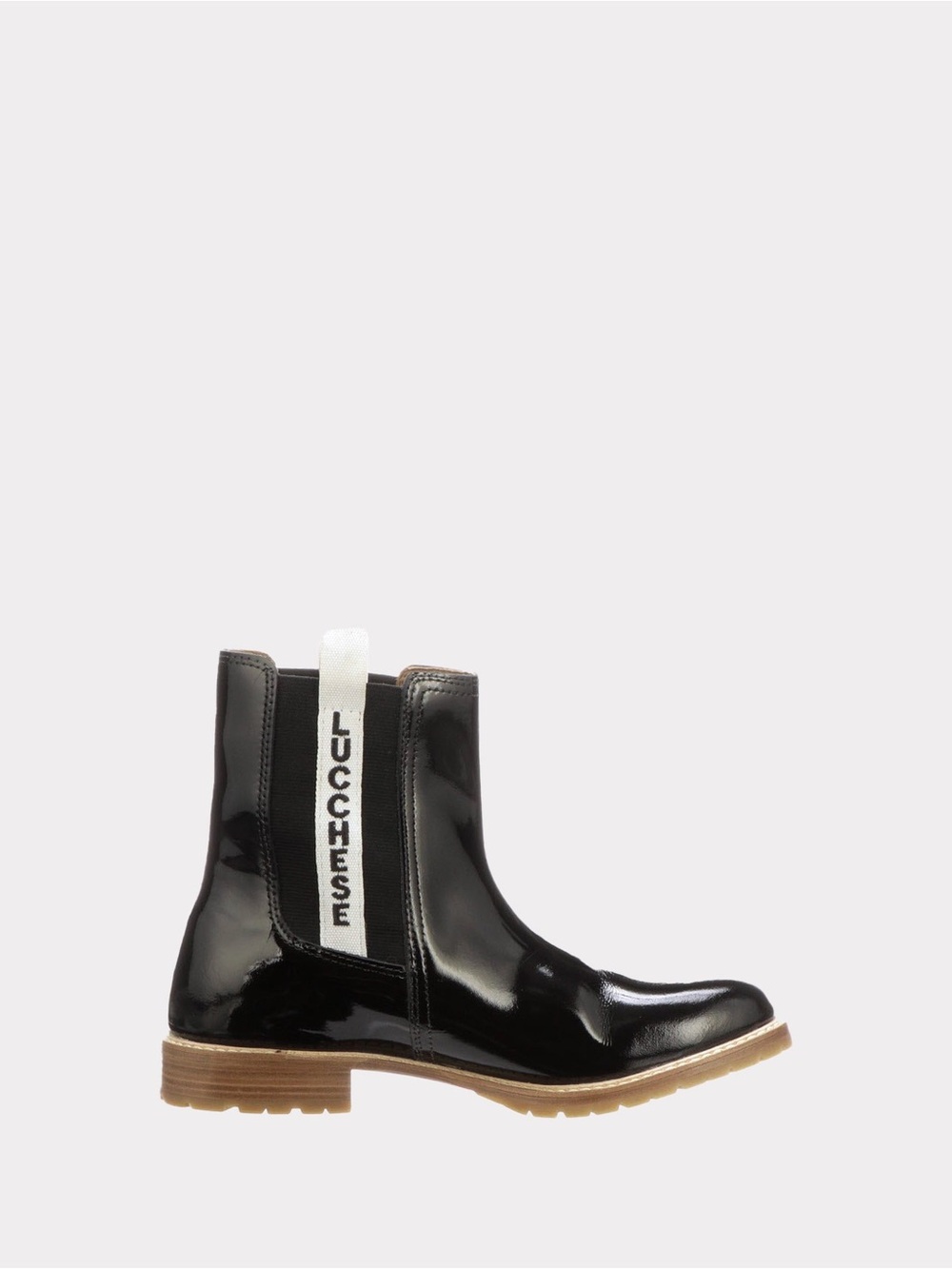 Lucchese Black Patent Leather Chelsea Boot with Branded Pull Tab - NWOT
